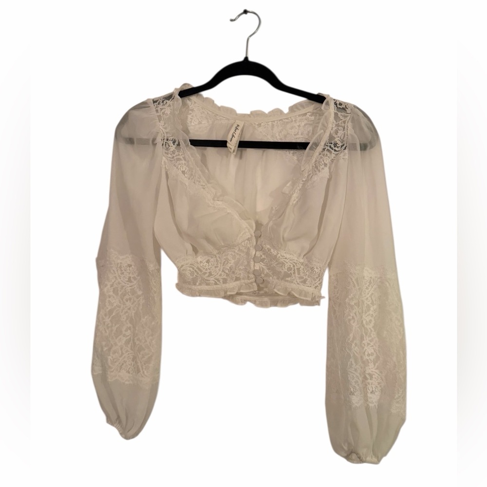 For Love And Lemons White Lace Freya Blouse XXS - Picture 4 of 7